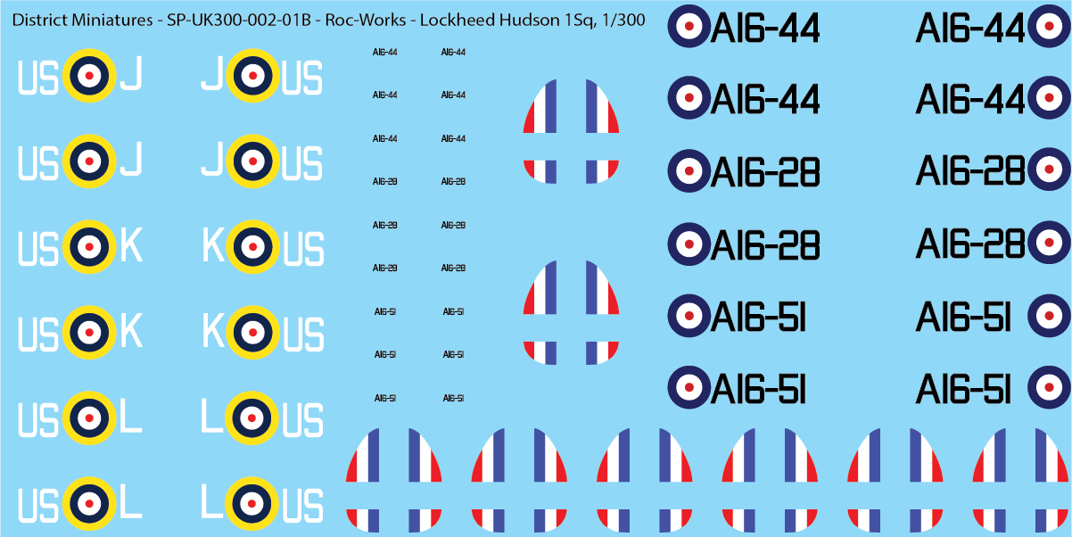 Lockheed Hudson, 1 Squadron, 1/300 Decals