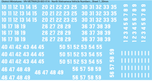 North Vietnamese Army (NVA) Vehicle Numbers, 20mm