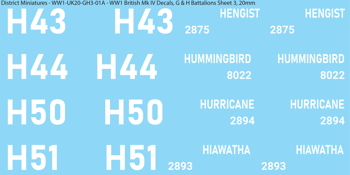 G & H Battalions Sheet 3, 20mm