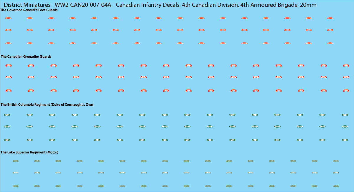 WW2 Canada - Canadian Infantry Decals (Multiple Options), 20mm Decals