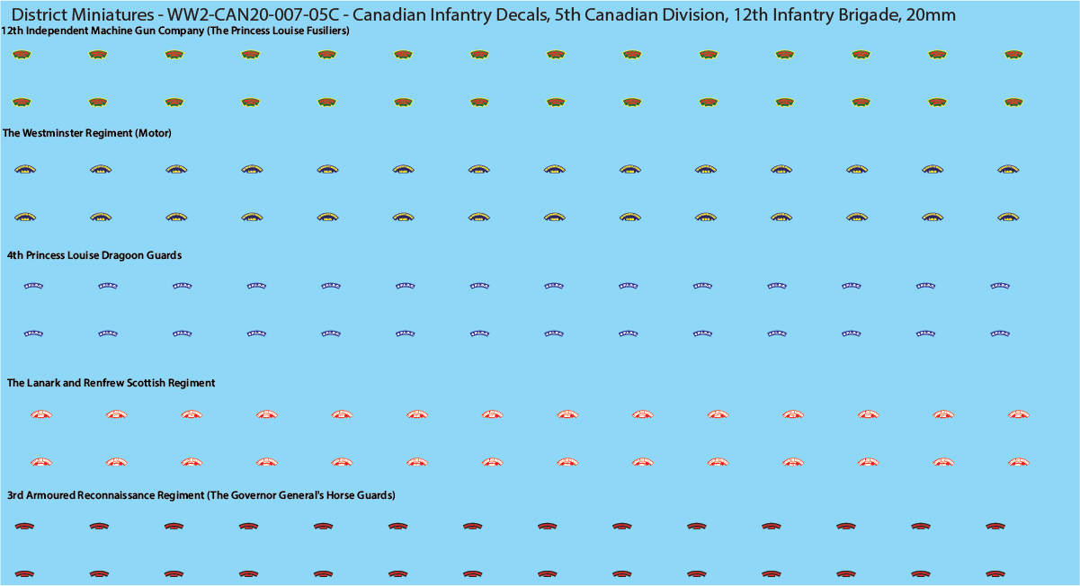 WW2 Canada - Canadian Infantry Decals (Multiple Options), 20mm Decals