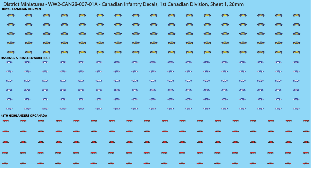 WW2 Canada - Canadian Infantry Decals (Multiple Options), 28mm Decals