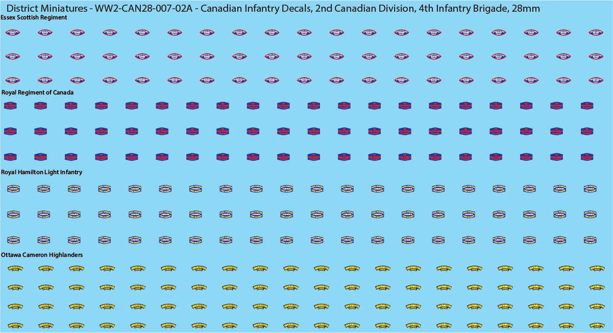 WW2 Canada - Canadian Infantry Decals (Multiple Options), 28mm Decals