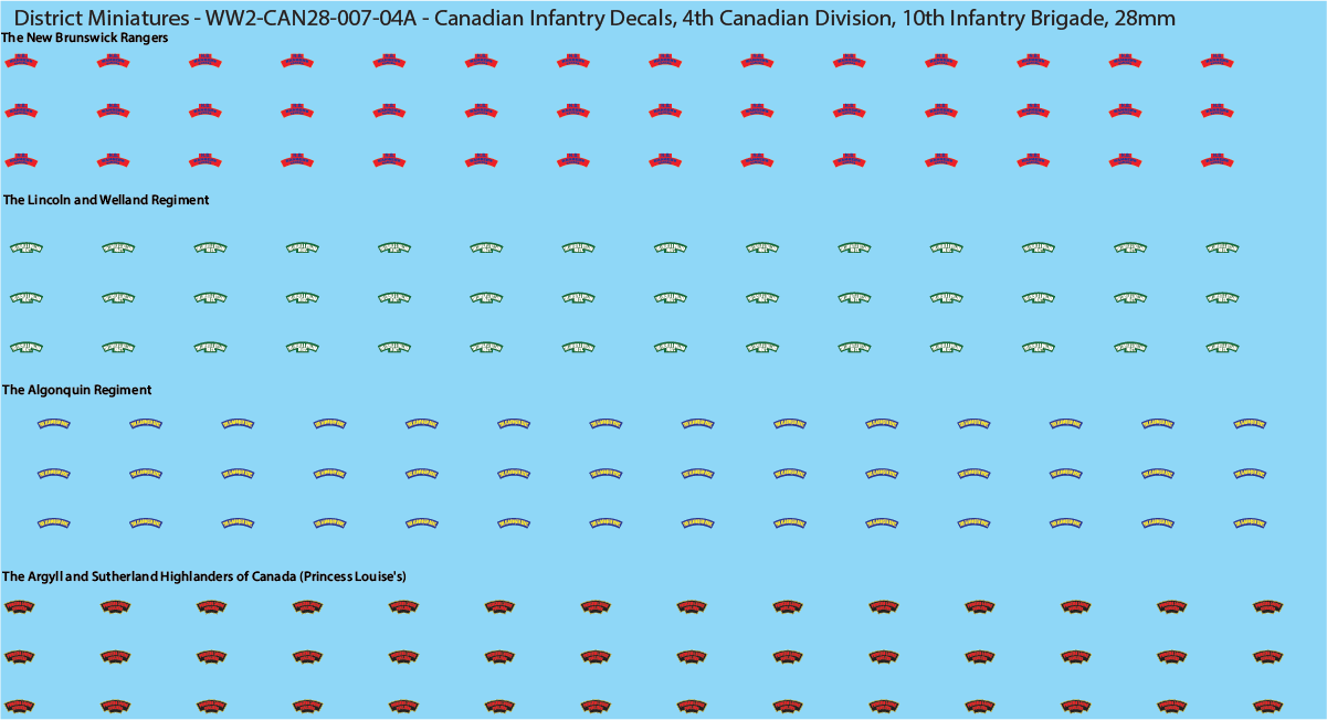 WW2 Canada - Canadian Infantry Decals (Multiple Options), 28mm Decals