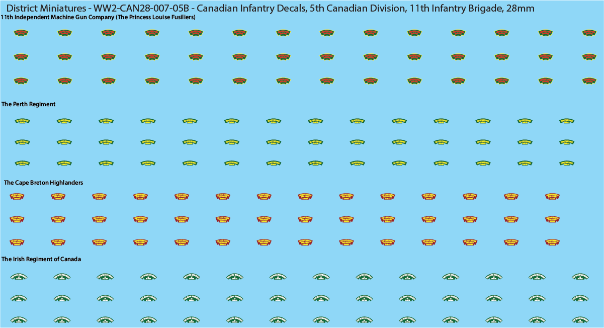 WW2 Canada - Canadian Infantry Decals (Multiple Options), 28mm Decals
