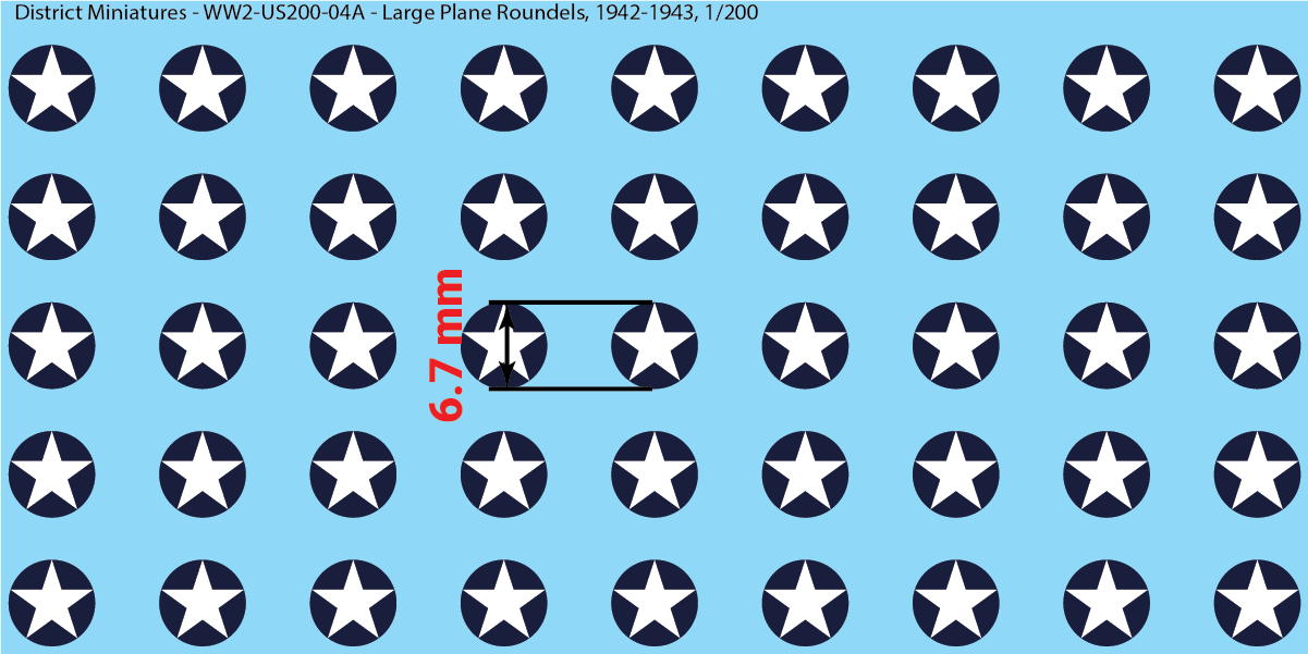 WW2 US Aircraft Roundels (Multiple Options), 1/200 Decals