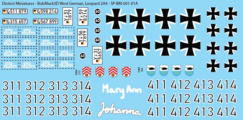 BobMack3D West German - Leopard 2A4 28mm Decals