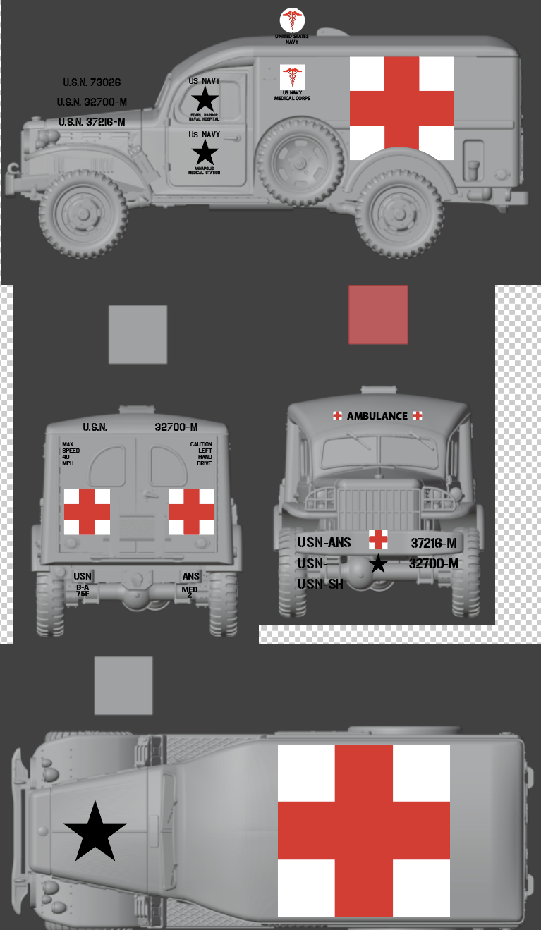 US Ambulance Decals (Multiple Options), 15mm Decals