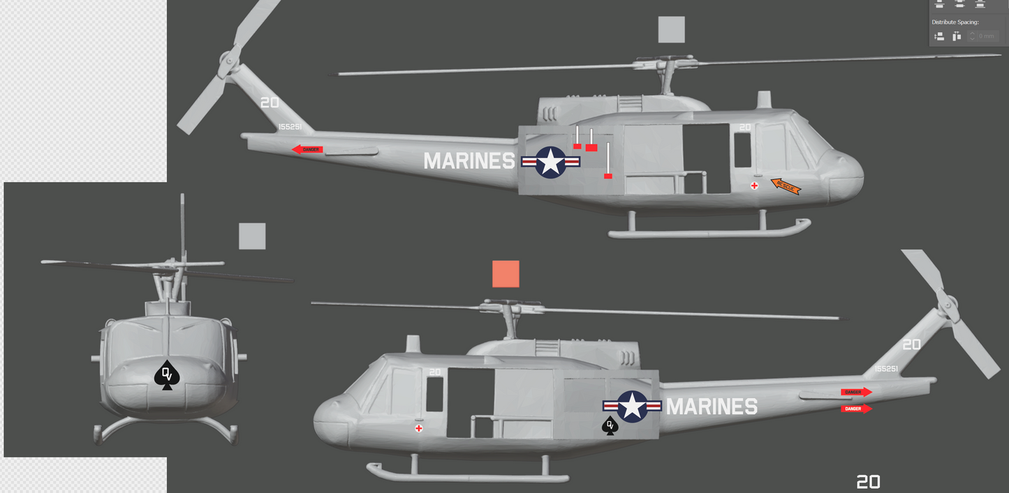 US Vietnam-Era UH-1 Huey (Multiple Options), 28mm
