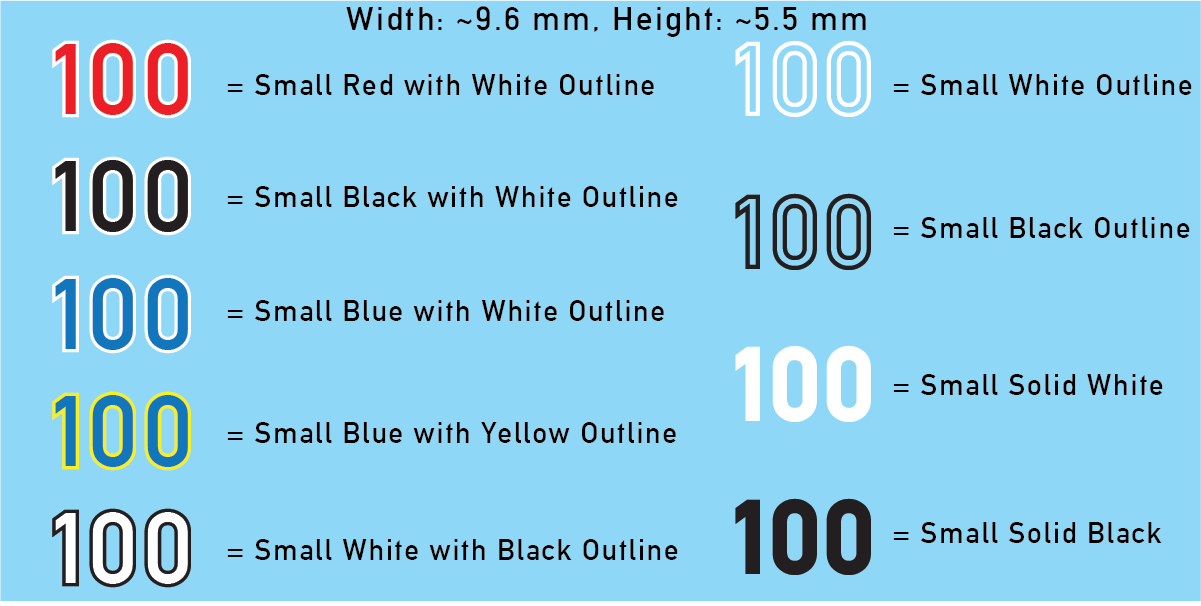 WW2 German - German Vehicle Numbers Sheets, Small Size, 100-999 (Multiple Options), 28mm