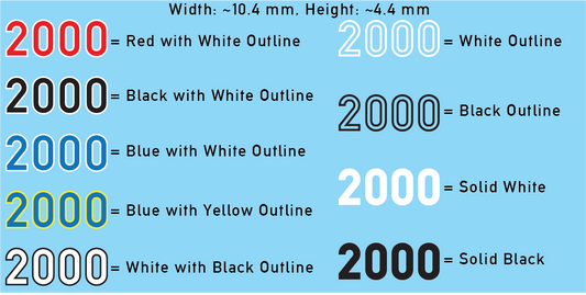 WW2 German - German Vehicle Numbers Sheets, Regular Size, 2000-2999 (Multiple Options), 20mm
