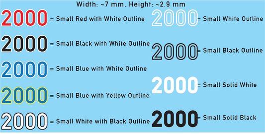 WW2 German - German Vehicle Numbers Sheets, Small Size, 2000-2999 (Multiple Options), 20mm