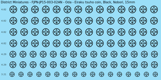 Oda clan mon, Black waterslide decal sheet, Nobori banner sizes, 15mm