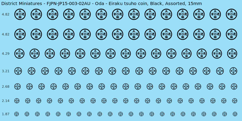Oda clan mon, Black waterslide decal sheet, Assorted banner sizes, 15mm