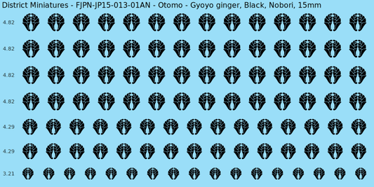Otomo clan mon, Black waterslide decal sheet, Nobori banner sizes, 15mm
