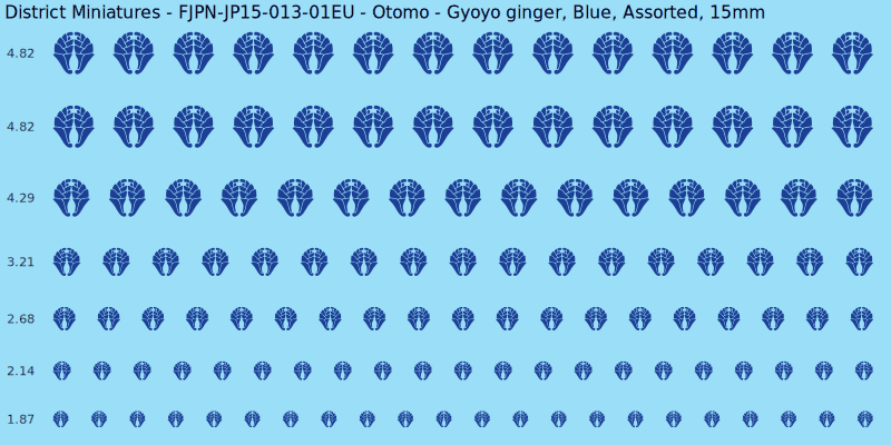 Otomo clan mon, Blue waterslide decal sheet, Assorted banner sizes, 15mm