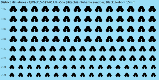 Oda (Hitachi) clan mon, Black waterslide decal sheet, Nobori banner sizes, 15mm