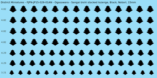 Ogasawara clan mon, Black waterslide decal sheet, Nobori banner sizes, 15mm