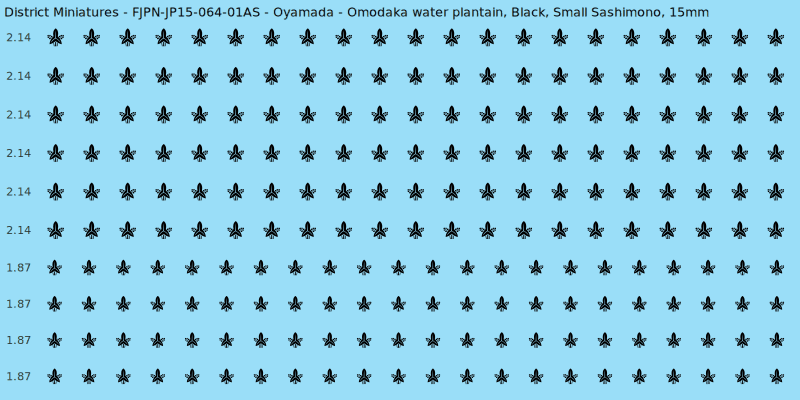 Oyamada clan mon, Black waterslide decal sheet, Small Sashimono banner sizes, 15mm