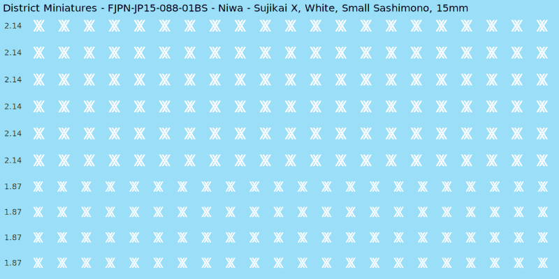 Niwa clan mon, White waterslide decal sheet, Small Sashimono banner sizes, 15mm