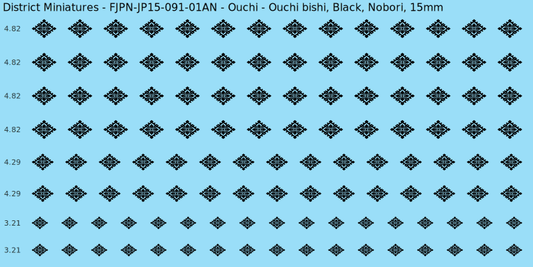Ouchi clan mon, Black waterslide decal sheet, Nobori banner sizes, 15mm