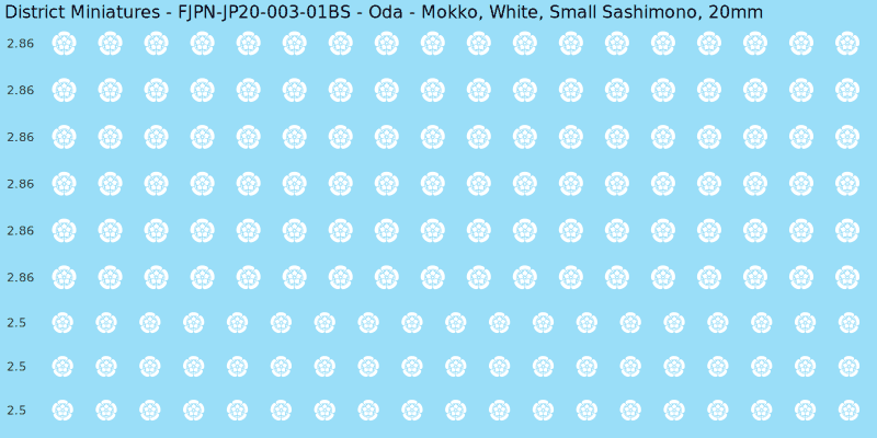 Oda clan mon, White waterslide decal sheet, Small Sashimono banner sizes, 20mm