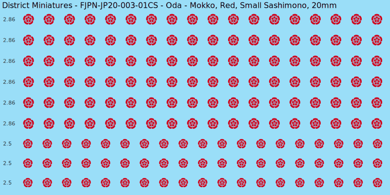 Oda clan mon, Red waterslide decal sheet, Small Sashimono banner sizes, 20mm