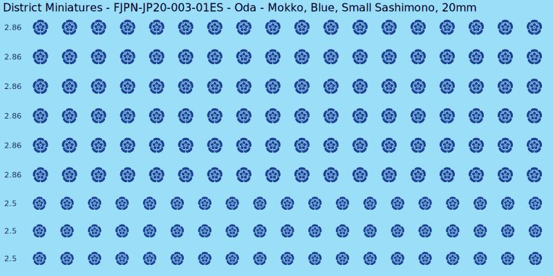 Oda clan mon, Blue waterslide decal sheet, Small Sashimono banner sizes, 20mm