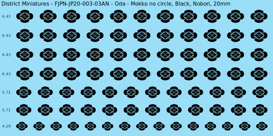 Oda clan mon, Black waterslide decal sheet, Nobori banner sizes, 20mm