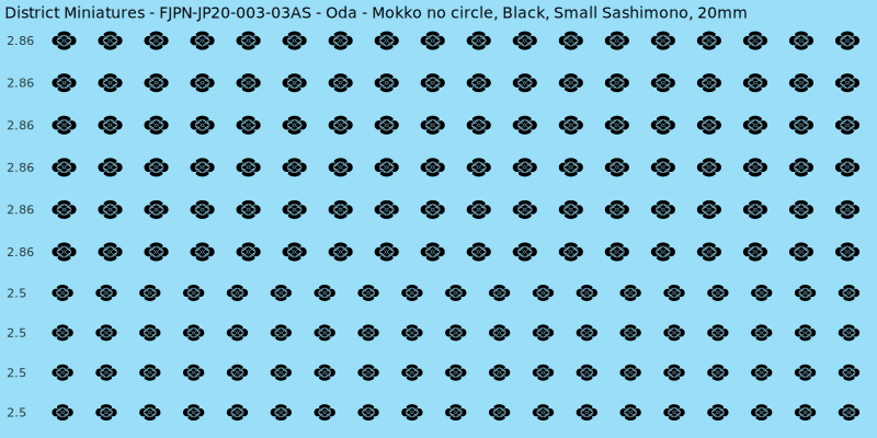 Oda clan mon, Black waterslide decal sheet, Small Sashimono banner sizes, 20mm