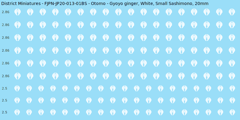 Otomo clan mon, White waterslide decal sheet, Small Sashimono banner sizes, 20mm