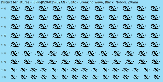 Saito clan mon, Black waterslide decal sheet, Nobori banner sizes, 20mm