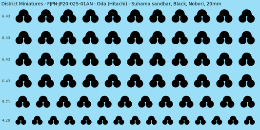 Oda (Hitachi) clan mon, Black waterslide decal sheet, Nobori banner sizes, 20mm