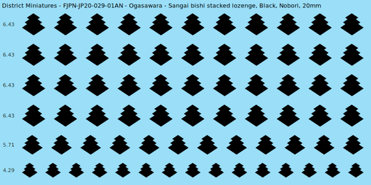 Ogasawara clan mon, Black waterslide decal sheet, Nobori banner sizes, 20mm