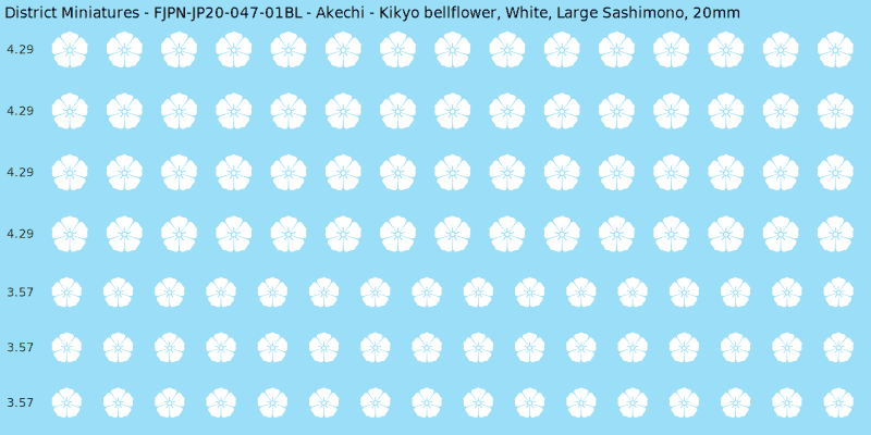 Akechi clan mon, White waterslide decal sheet, Large Sashimono banner sizes, 20mm