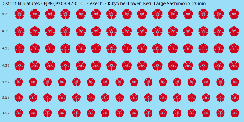Akechi clan mon, Red waterslide decal sheet, Large Sashimono banner sizes, 20mm