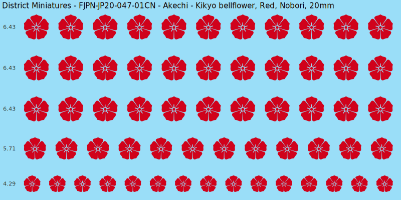 Akechi clan mon, Red waterslide decal sheet, Nobori banner sizes, 20mm