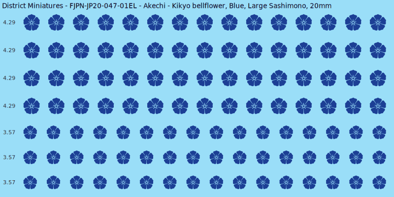 Akechi clan mon, Blue waterslide decal sheet, Large Sashimono banner sizes, 20mm