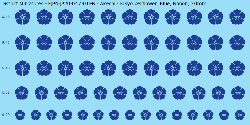 Akechi clan mon, Blue waterslide decal sheet, Nobori banner sizes, 20mm