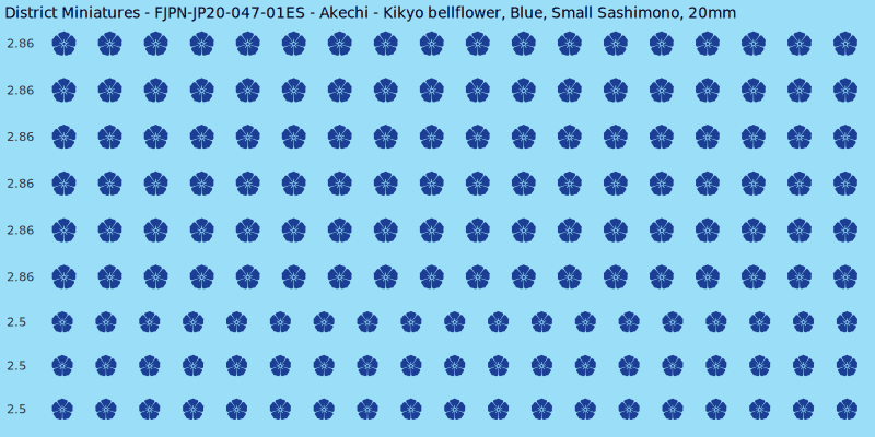 Akechi clan mon, Blue waterslide decal sheet, Small Sashimono banner sizes, 20mm