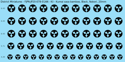 Kii clan mon, Black waterslide decal sheet, Nobori banner sizes, 20mm