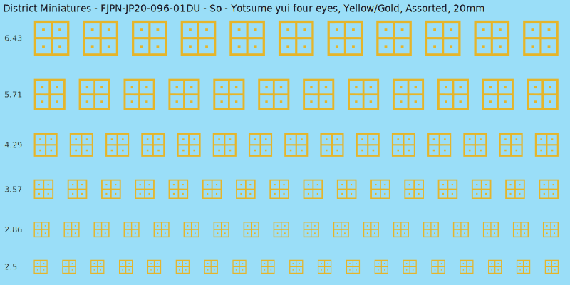 So clan mon, Yellow/Gold waterslide decal sheet, Assorted banner sizes, 20mm