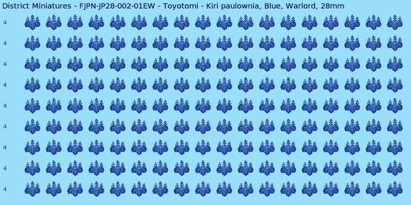 Toyotomi clan mon, Blue waterslide decal sheet, Warlord banner sizes, 28mm