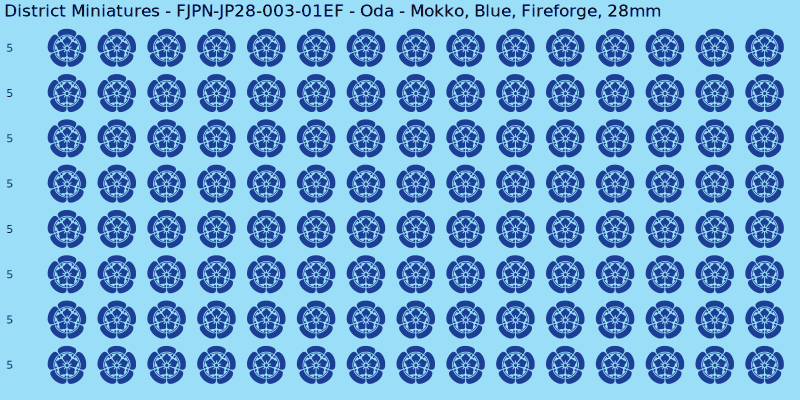 Oda clan mon, Blue waterslide decal sheet, Fireforge banner sizes, 28mm