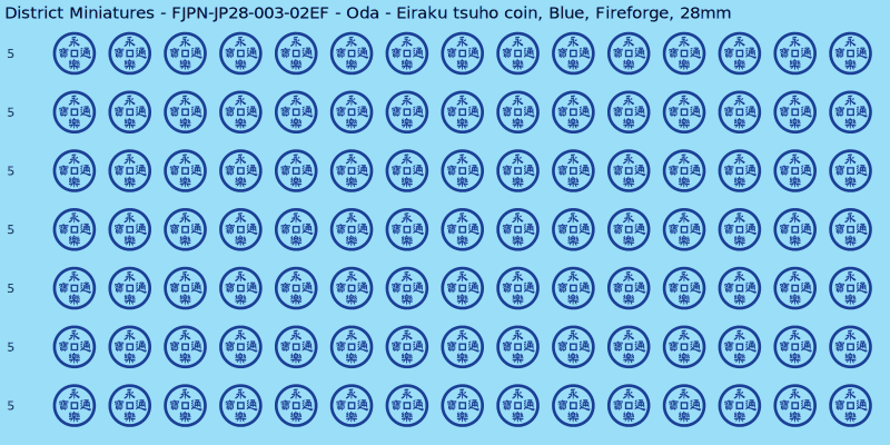 Oda clan mon, Blue waterslide decal sheet, Fireforge banner sizes, 28mm