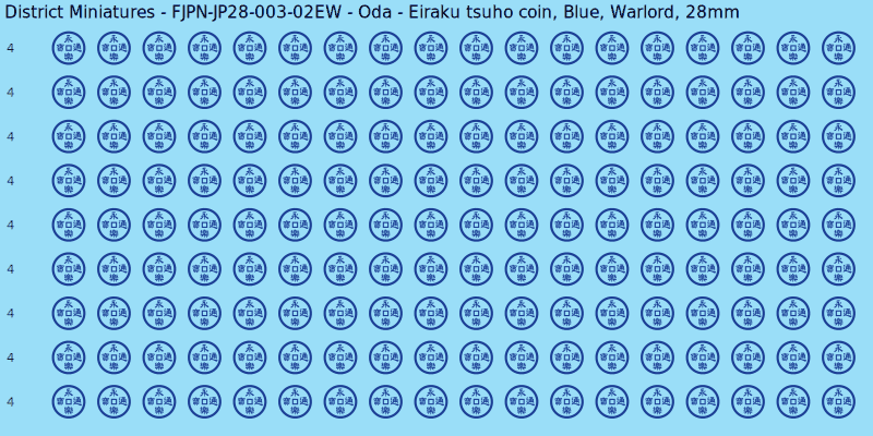 Oda clan mon, Blue waterslide decal sheet, Warlord banner sizes, 28mm