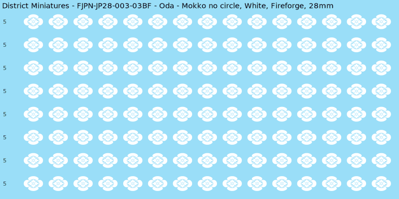 Oda clan mon, White waterslide decal sheet, Fireforge banner sizes, 28mm