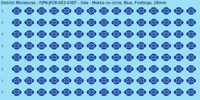Oda clan mon, Blue waterslide decal sheet, Fireforge banner sizes, 28mm