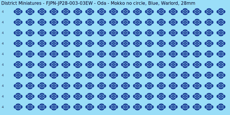 Oda clan mon, Blue waterslide decal sheet, Warlord banner sizes, 28mm