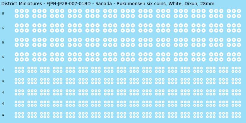 Sanada clan mon, White waterslide decal sheet, Dixon banner sizes, 28mm